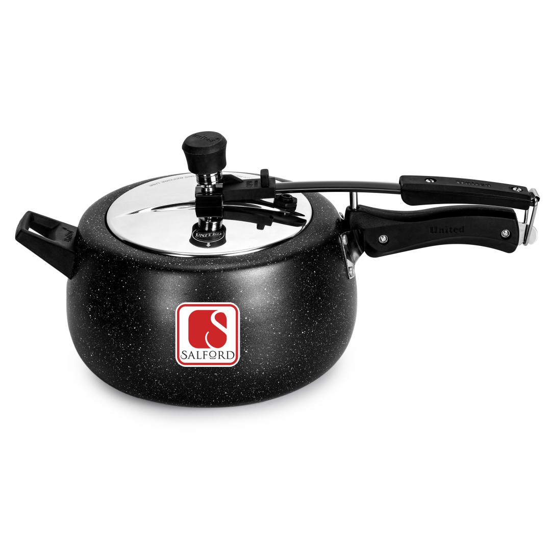 Ceramic Aluminium Inner  Lid Black Spatter Pressure Cooker , 5 Litre