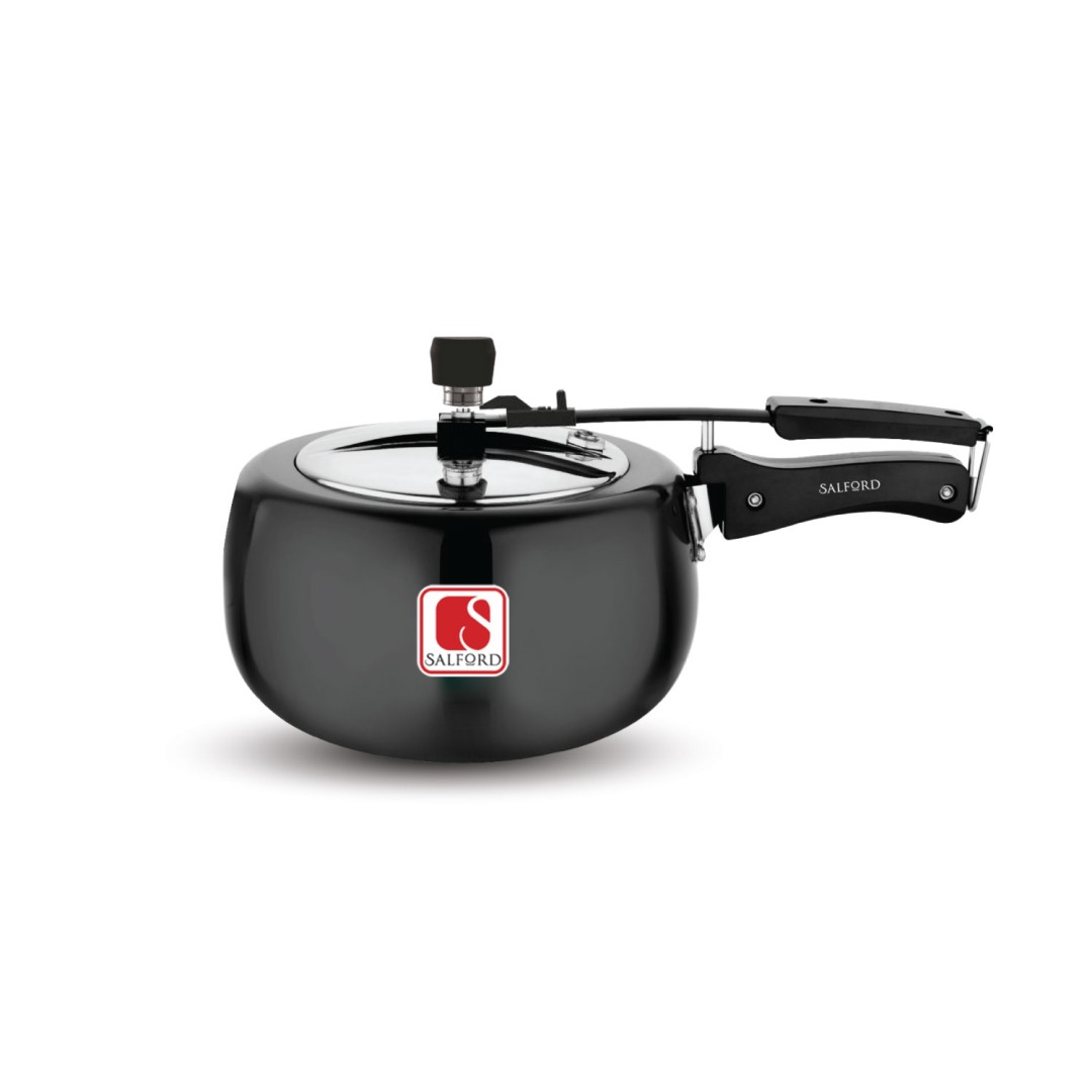Curvy Duo Hard  Anodised Aluminium Inner Lid Induction Base Pressure Cooker With Stainless Steel Lid , Black , 2 Litre