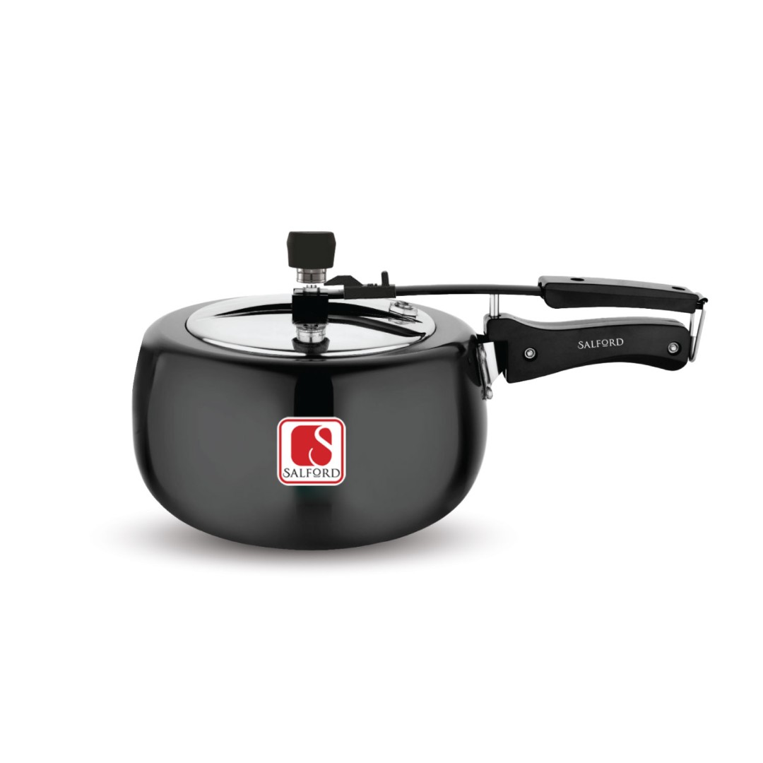 Curvy Duo Hard  Anodised Aluminium Inner Lid Induction Base Pressure Cooker With Stainless Steel Lid , Black , 3 Litre