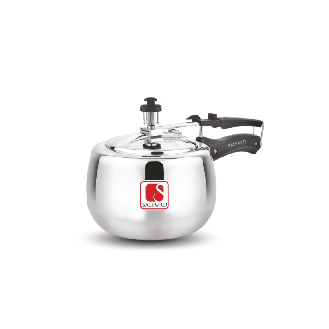 Curvy Plus Oval Shape Induction Base Aluminium Inner Lid Pressure Cooker ,2 Litre , Silver