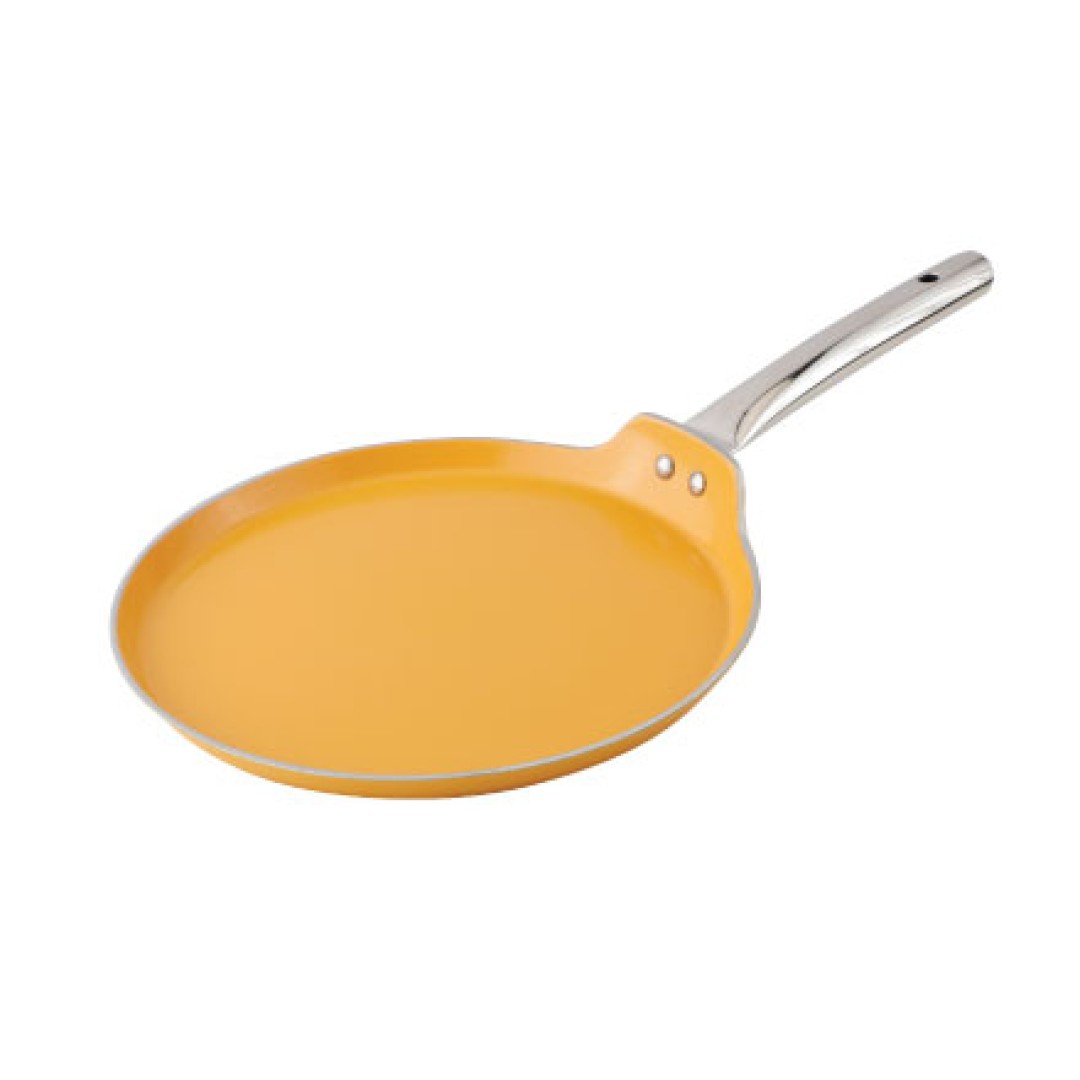 Forged Ceramic Dosa Tava, Induction Compatible, Mustard Yellow, 260 mm