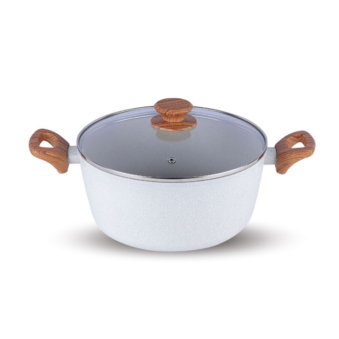 Forged Nonstick Casserole With Glass Lid, Induction Compatible, White Spatter, 240 mm