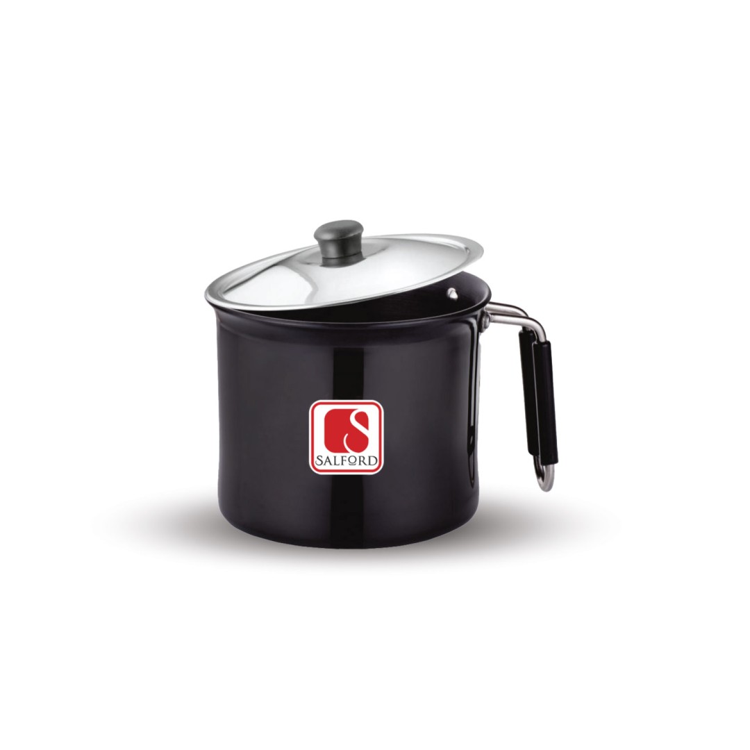 Hard Anodised Induction Base Milk Pot With Steel Lid , 2.25 Litre , Black