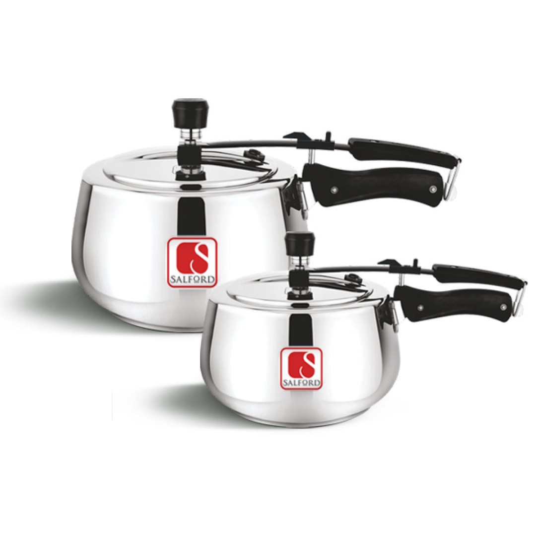 Stainless Steel Combi Set ( 2 Litre + 3 Litre With Lid ) Induction Base , Silver