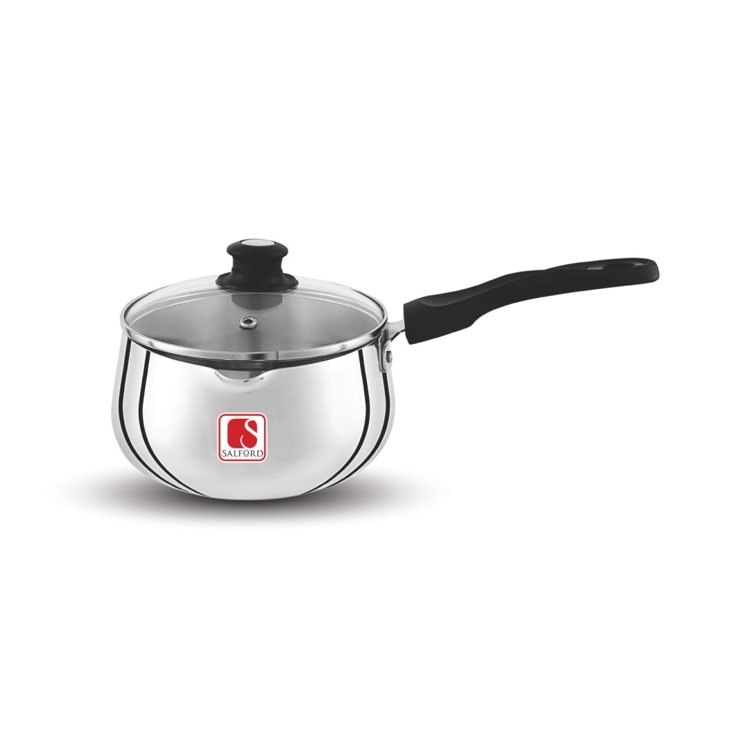 Tea Pan Aluminium Induction Base with Glass Lid , 1.5 Litre , Silver